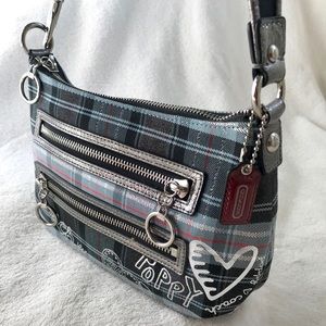 Coach Poppy Tartan Blue Shoulder Bag